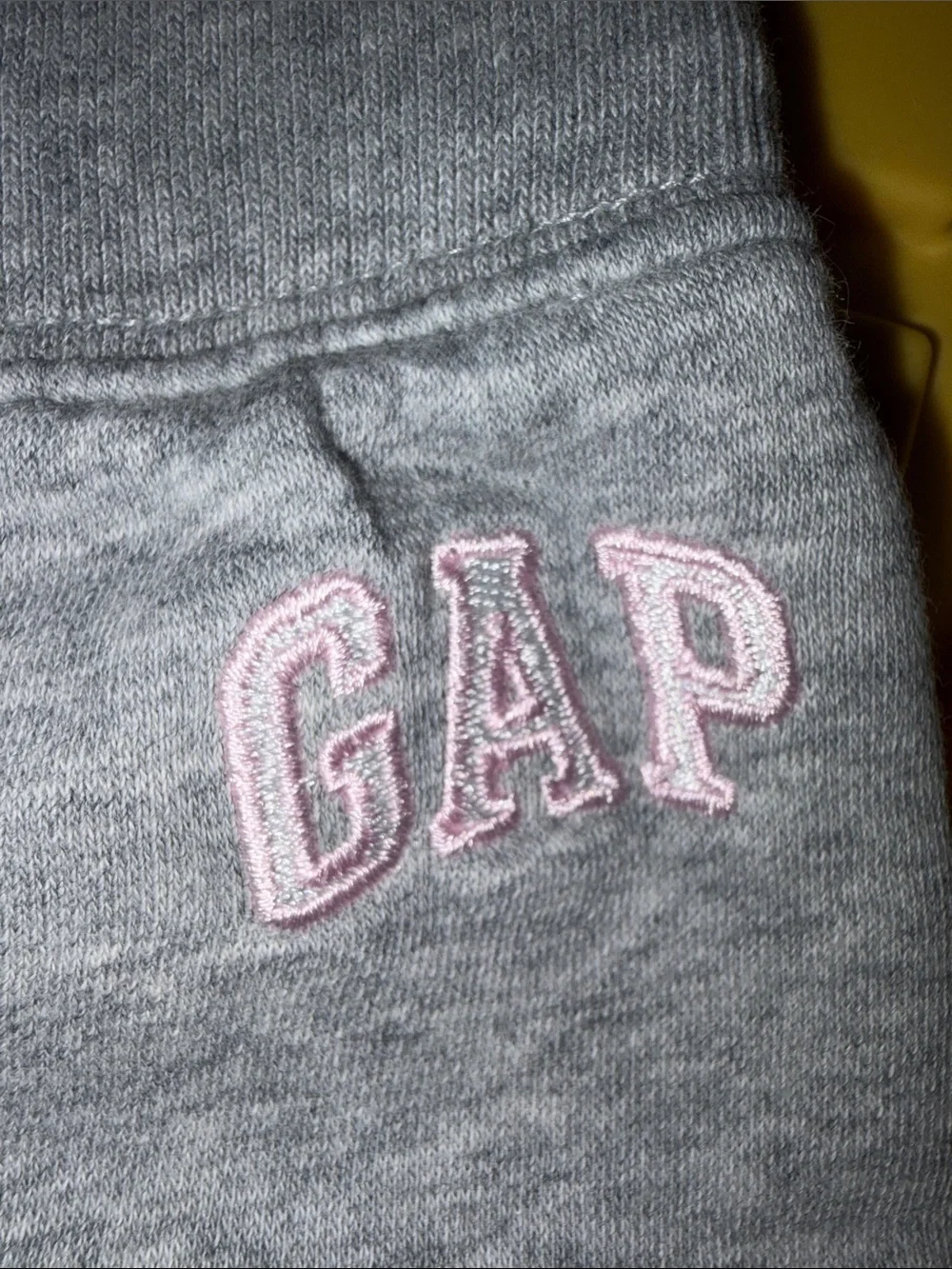 GAP Kids Heather Gray Sweatpants with Pink Logo